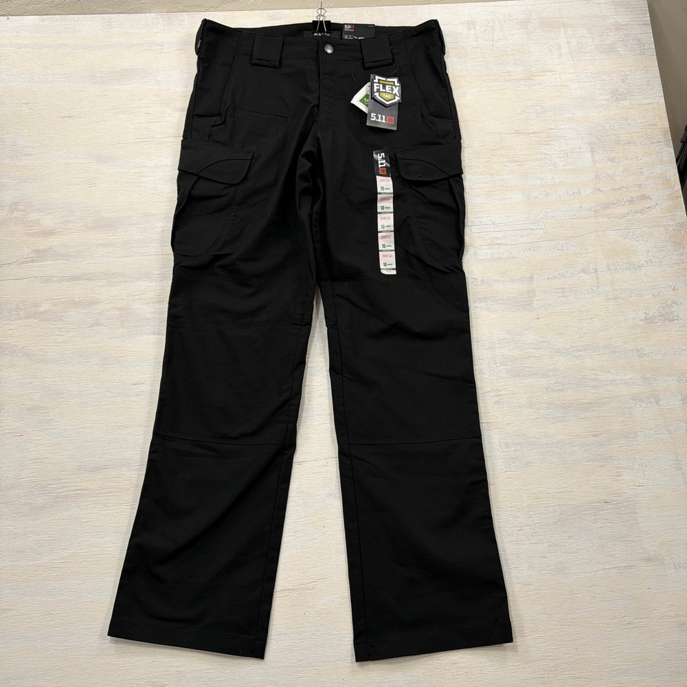 5.11 Tactical Stryke Pants 10 Regular Flex-Tac Ripstop Cargo Black Womens NWT